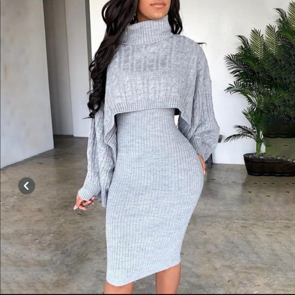 Grey Two-Piece Sweater Dress